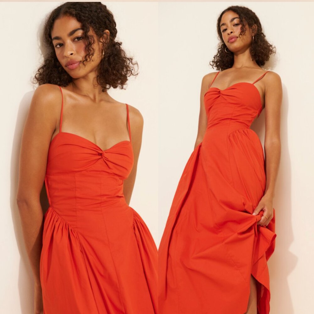 Anthropologie Nia Destene Midi Dress in Terra Cotta